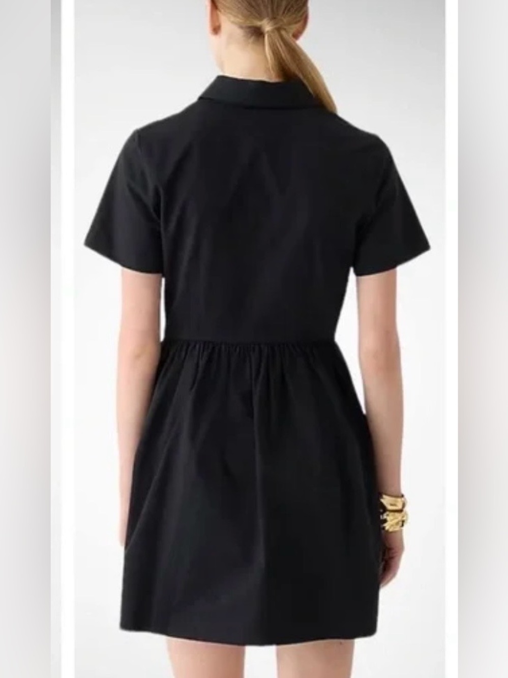 NWT J. Crew Black Taffeta Gemstone Button A Line Shirt Dress - Picture 3 of 16